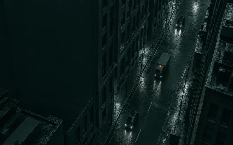 A vehicle in a deep urban canyon, where buildings bounce the satellite signal down the street.