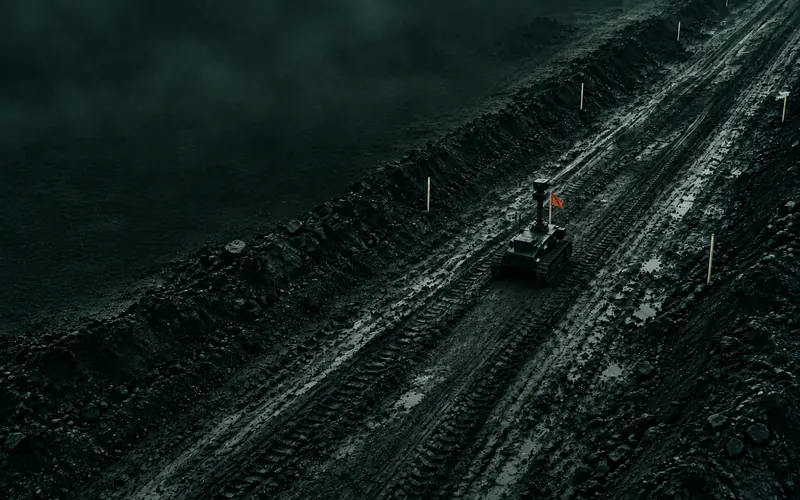 A tracked robot marking mines in a countermine lane, checked against surveyed truth.